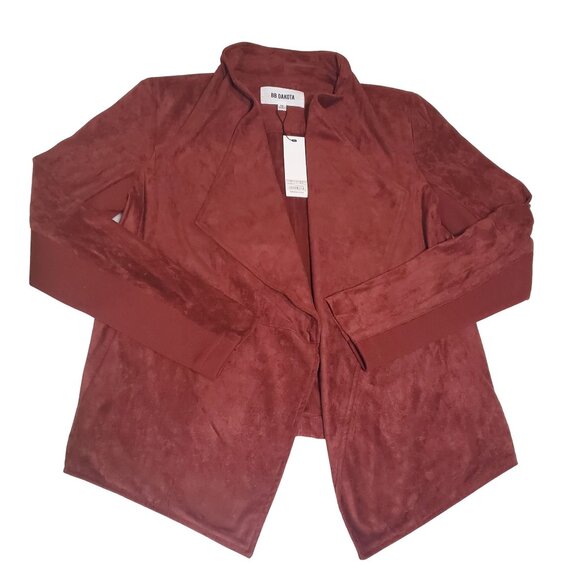 Bb Dakota womens Drape Front Pre Faux Suede Jacket Cherrywood size medium new - Picture 6 of 14